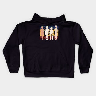 WEP6 Wonder Egg Priority anime main characters Neiru aonuma, Ai ooto, Rika kawai, Momoe sawaki Brown, blue, blonde, red hair girls Awesome GLITCH SILHOUETTE and TYPOGRAPHY x Animangapoi august 2023 Kids Hoodie